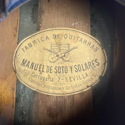 Manuel de Soto Y Solares ~1870 classical guitar- amazing survivor, relation to Ant. de Torres +video image 10