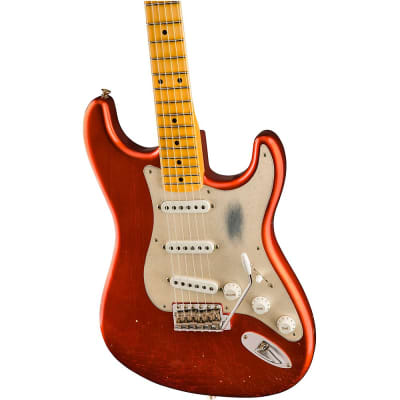 Fender Custom Shop 55 Dual-Mag Stratocaster Journeyman Relic Maple Fingerboard Limited Edition Electric Guitar Super Faded Aged Candy Apple Red image 6