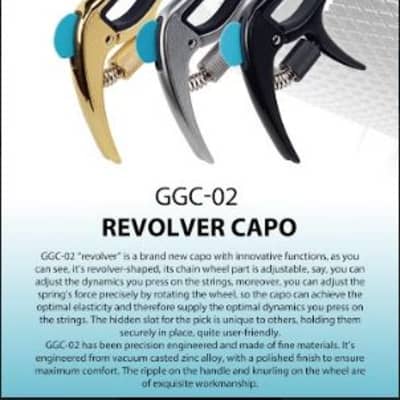 Guitto GGC-02 New “Revolver” Capo Precision Adjust/Unique Pick Holder New Nice! imagen 5