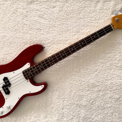 Legend Bass P-Bass Style in Standout Cadmium Scarlett Red! Nice Vintage Legend! image 1