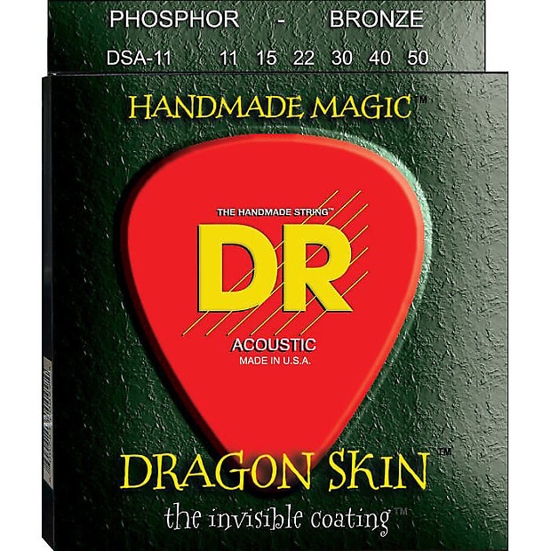 DR DSA-11 Dragon Skin K3 Coated Medium-Light Acoustic Strings (11-50) image 1