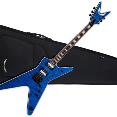 Dean ML Select 24 Kahler Quilt Top Trans Blue Electric Guitar w/ Deluxe Gig Bag for sale