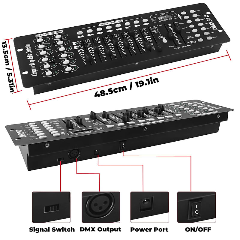 DMX Controller, DMX192 Console Mini DJ Light Controller Lighting Mixer  Board Console for Light Shows Controller Panel Use for Editing Program1