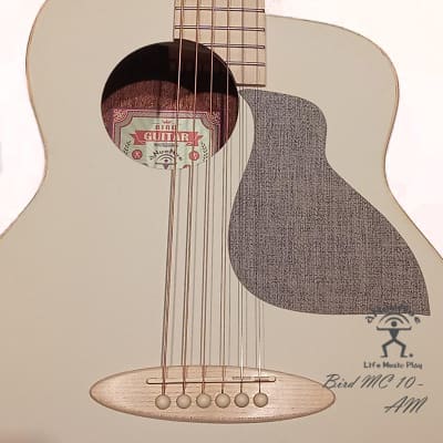 aNueNue Bird MC10 - AM Almond Milk Solid Sitka Spruce & Mahogany Travel Guitar image 4