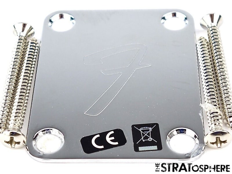 Fender Player Jazz Bass NECK PLATE 4Bolt "F" Stamped Chrome Reverb