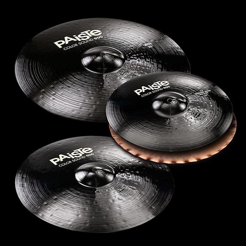 Paiste Colorsound 900 Custom Blackout 3pc Cymbal Pack Black