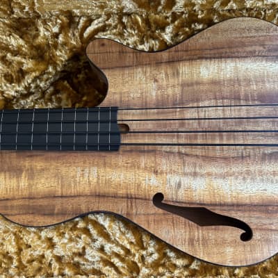 Rob Allen Deep 4 Lined Fretless Electric Bass 2008 - Mahogany body with Koa top image 2