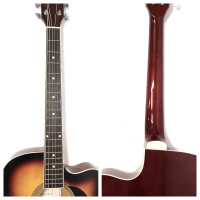Haze F631BCEQBS Thin Body Acoustic Guitar, Sunburst, EQ, Cutaway + Free Gig Bag, Picks image 8