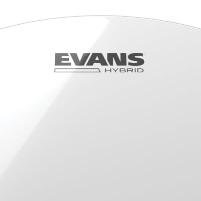 Evans Hybrid White Marching Snare Drum Head, 14 Inch image 2