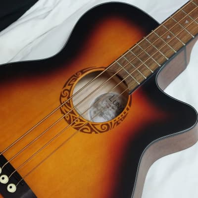 LUNA Tribal 34" long scale 4-string acoustic electric BASS guitar NEW image 3