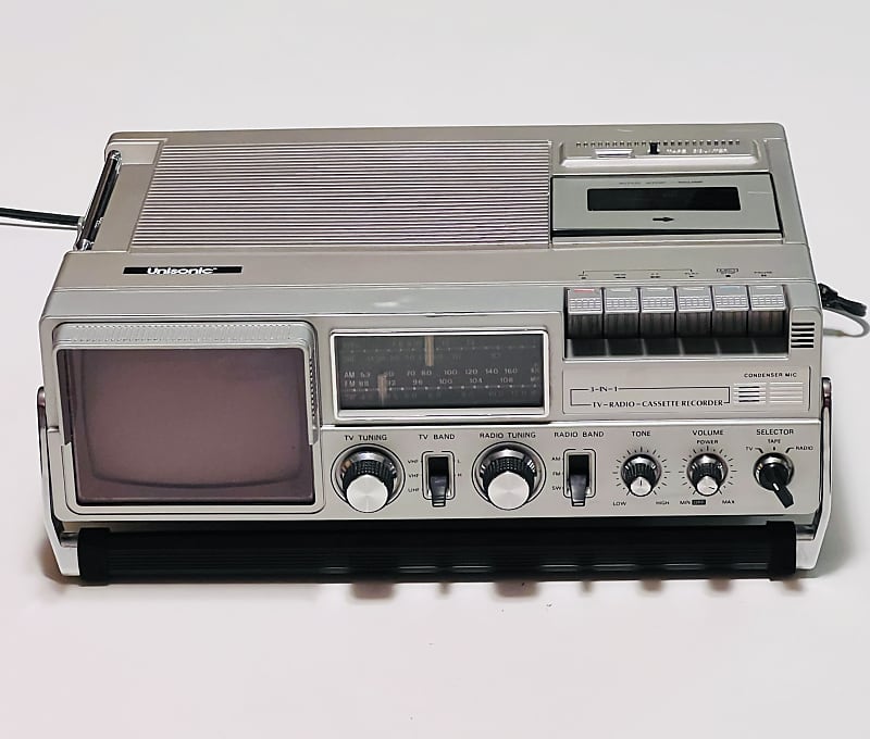 Vintage 1983 Unisonic XL-929 top Portable Television TV-Radio-Cassette Recorder Deck