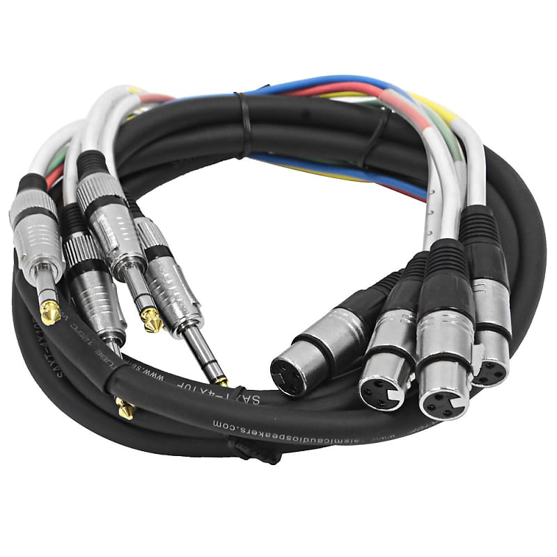 Seismic Audio 4 Channel 1/4" TRS to XLR Snake Cable - 10 Feet Pro Audio Patch image 1