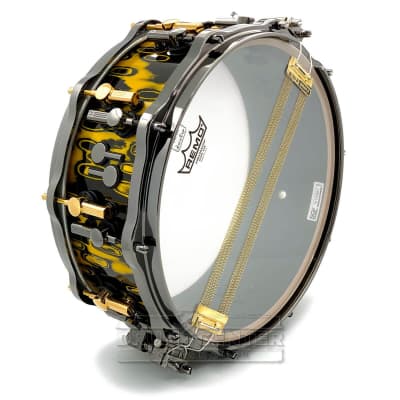 Sonor SQ2 Heavy Beech Snare Drum 14x5.5 Yellow Tribal w/Black & Gold Hardware image 3