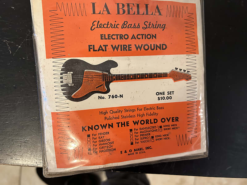 La Bella 760 n bass strings old store stock 1960s case candy