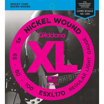D'Addario ESXL170 Nickel Wound Long Scale Light Double Ball End Bass Guitar Strings, 45-100  Nickel