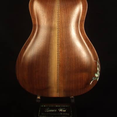 Bruce Wei Curly Spalted Maple, Walnut ARCH-BACK 4 String Tenor Guitar, Vine Inlay TG-2048 image 9