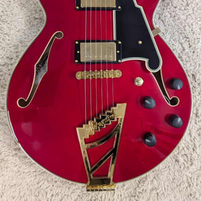 D'Angelico Excel SS Semi-Hollow Body Electric Guitar with Hard Case Trans Cherry image 3