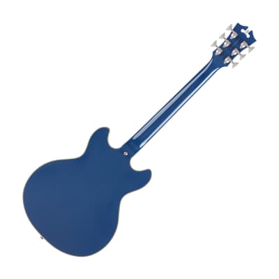 D'Angelico DADMINIDCSAPSNS Deluxe Mini DC Limited Edition Semi-Hollowbody Electric Guitar, Sapphire image 2