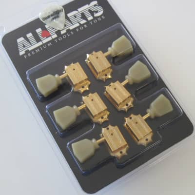 Grover Grover Gold 3x3 Vintage Style Tuners with Ivoroid Keystone Buttons TK-7940-002 image 2