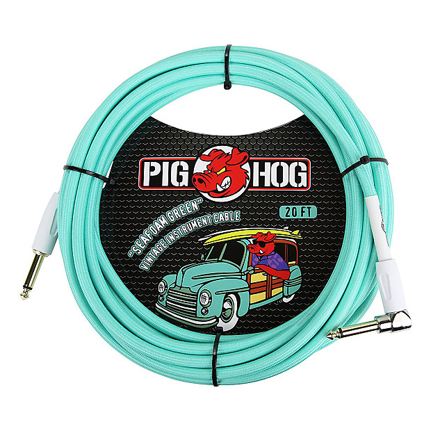Pig Hog PCH20SGR Vintage Series 1/4" TS Straight to Right-Angle Instrument/Guitar Cable - 20' image 1