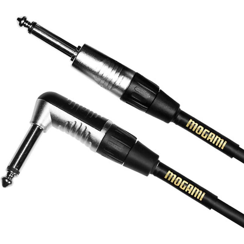 Mogami CorePlus 1/4" TS Male to 1/4" TS Right-Angle Male Instrument Cable (10') image 1
