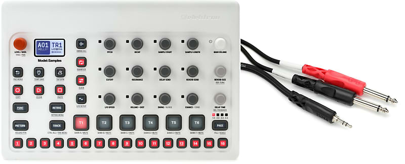 Elektron Model:Samples 6-track Sample Based Groovebox Bundle with Hosa  CMP-159 Stereo Breakout Cable - 3.5mm TRS Male to Left and Right 1/4-inch  TS Male - 10 foot | Reverb