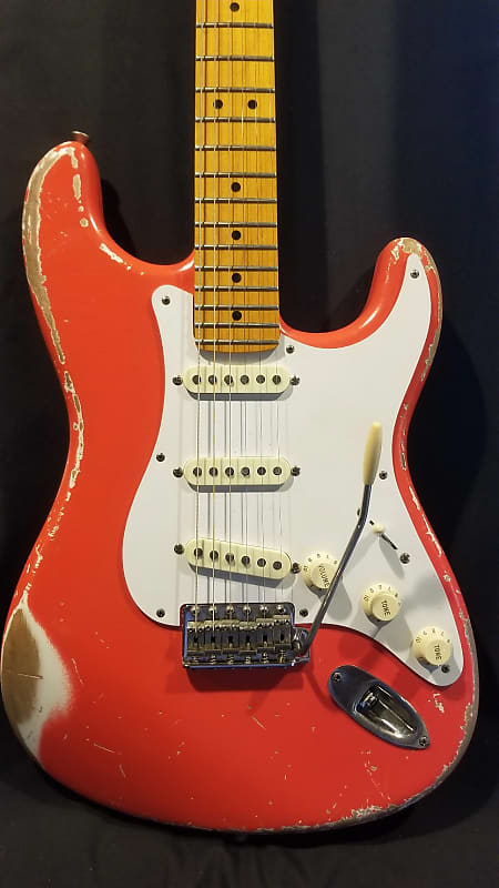 Custom Fender USA Stratocaster  Fiesta Red Nitro Heavy Relic by MJT Eric Johnson Pups image 1
