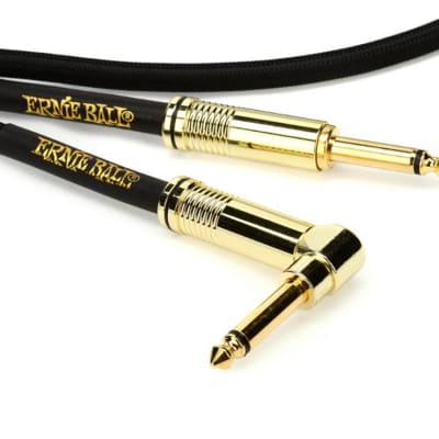 10' Braided Straight / Angle Instrument Cable - Black w/ Gold Connectors - Dual Shielded 99.95% O2-free Copper Roadworthy Design, Limited Lifetime Warranty image 3