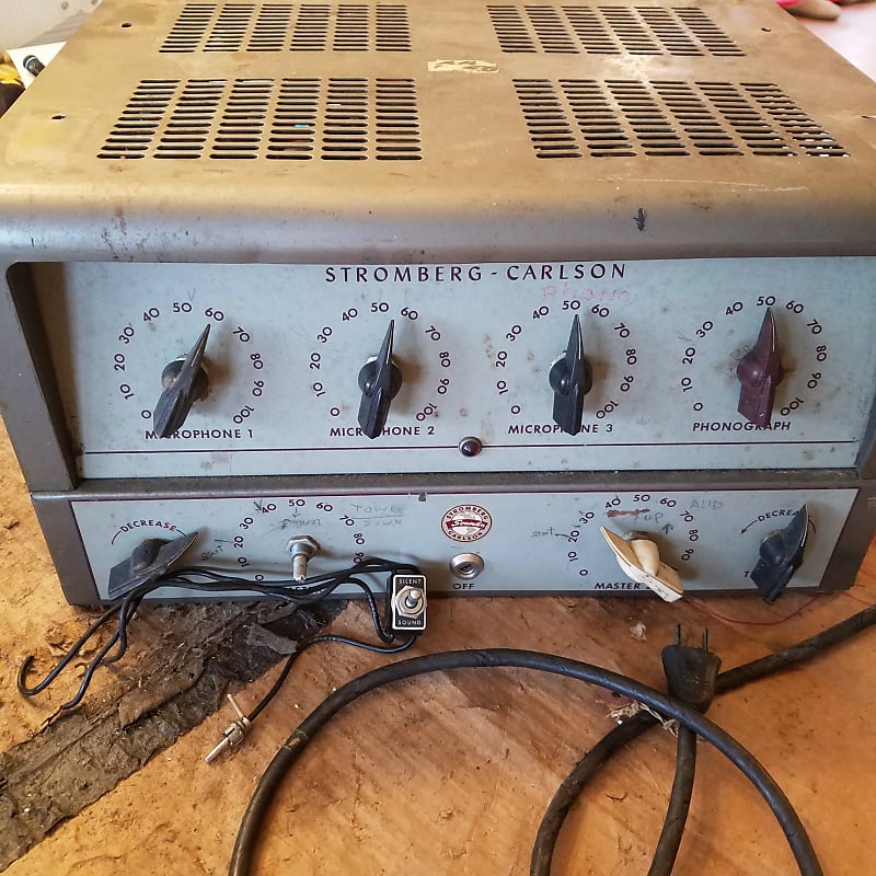 Stromberg-Carlson AU35 AU-35 Tube PA Amp Pre Mixer 30 Watts Mono HUGE 1950s - Grey Steel image 1