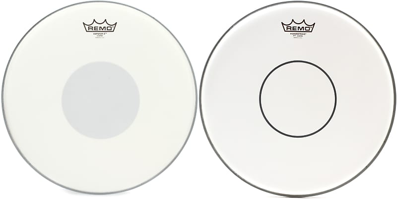 Remo Emperor X Coated Drumhead - 14 inch - with Black Dot  Bundle with Remo Powerstroke 77 Coated Snare Drumhead - 14 inch - with Clear Dot image 1