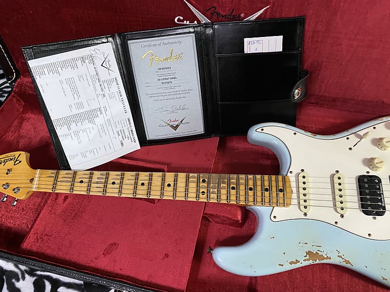 NEW ! 2023 Fender Custom Shop 69 Heavy Relic Stratocaster HSS - Handwound  PU's - Authorized Dealer - Aged Sonic Blue - Only 7.6 lbs - G01159