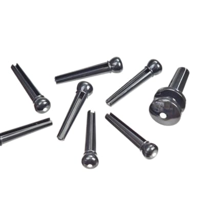 Planet Waves Injected Molded Bridge Pins with End Pin Set, Ebony with Ivory Dot for sale