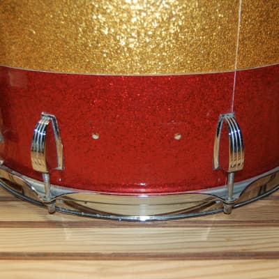 Vintage Ludwig 1970s Maple 15 x 12 Marching Snare Drum - Red/Gold Sparkle image 7