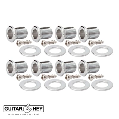NEW Hipshot 8-String Grip-Lock LOCKING TUNERS Moon PEARL Buttons 4x4 Set CHROME image 2