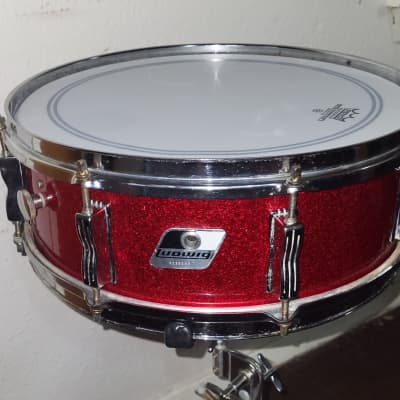 1980's Ludwig Rocker snare drum - 5 x 14 - 8 lug Red sparkle image 2