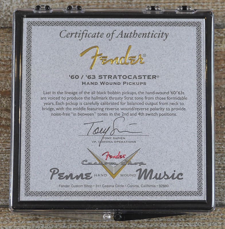 Fender Custom Shop 60/63 Stratocaster Hand-Wound Pickup Set 