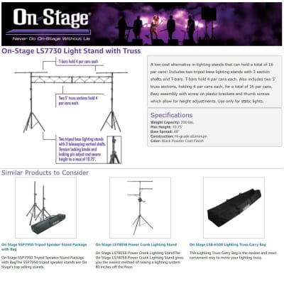 On-Stage Stands LS7730 Lighting Stand w/ Truss image 3