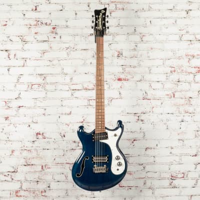 Danelectro 66BT Baritone Electric Guitar Transparent Blue image 2