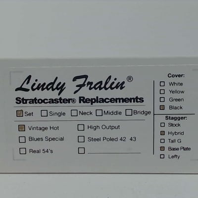 Fralin Pickups Vintage Hot Strat Set- Black Covers-Hybrid Stagger-Bridge Bass Plate-RH image 4