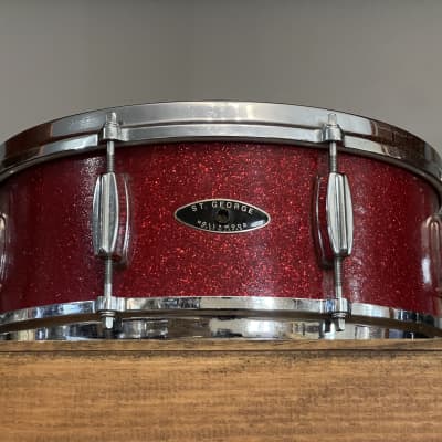 1960's St. George 5.5 x14 Hollywood Red Sparkle Pearl Snare