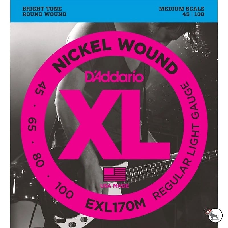 D'Addario EXL170M Nickel Wound Light Medium Scale Electric Bass Strings (45-100) image 1