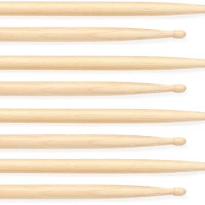 Vater Hickory Drumsticks 4-pack - Los Angeles 5A - Wood Tip  Bundle with Remo Ambassador Clear Drumhead - 16 inch image 1
