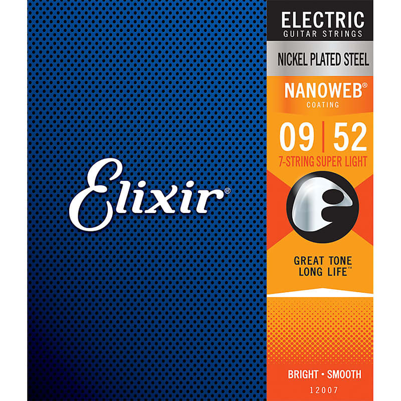 Elixir Nanoweb Nickel Electric Guitar Strings 9-52 (7 String) image 1