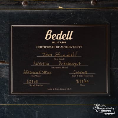 Bedell Revolution Dreadnought Adirondack/Cocobolo Guitar w/Anthem Tru Mic  #623011 image 25