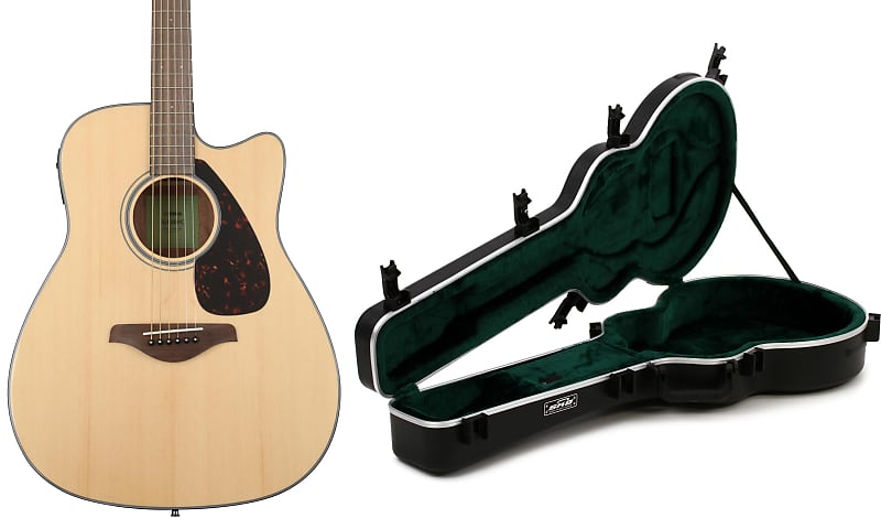 Yamaha FGX800C Dreadnought Cutaway - Natural  Bundle with SKB 1SKB-20 Universal Jumbo Acoustic Deluxe Guitar Case image 1