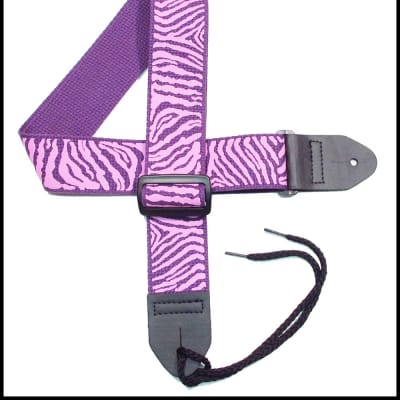 Legacystraps  Zebra  2" Cotton Guitar Strap with Pink Zebra Stripes on a Purple Strap
