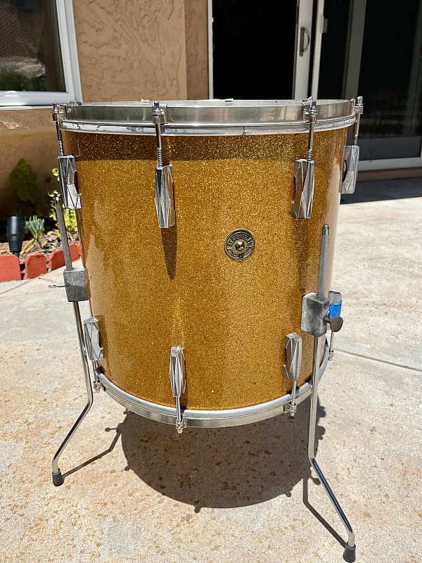 Gretsch Broadkaster 16 X 16 Floor Tom 1946 Gold Sparkle Reverb