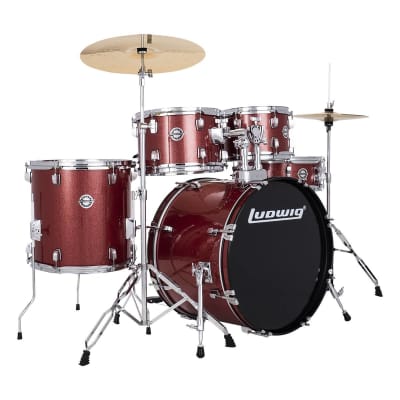 Ludwig Accent 5-Piece Fuse Drum Set - 20" Bass (Red Sparkle) image 1