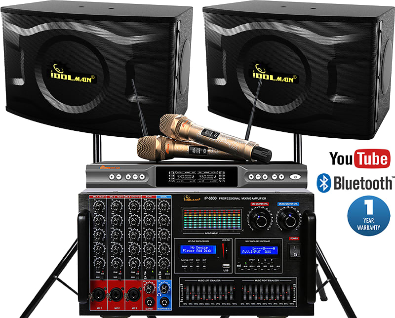2000W Loudspeakers With 8000W Mixing Amplifier Home Karaoke System With Dual Wireless Microphones image 1