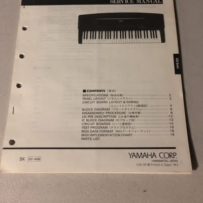 Yamaha  YPR-20 Portable Piano Service Manual 1990